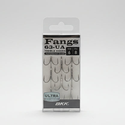 BKK FANGS 63-UA TOURNAMENT GRADE TREBLE HOOKS ULTRA ANTIRUST