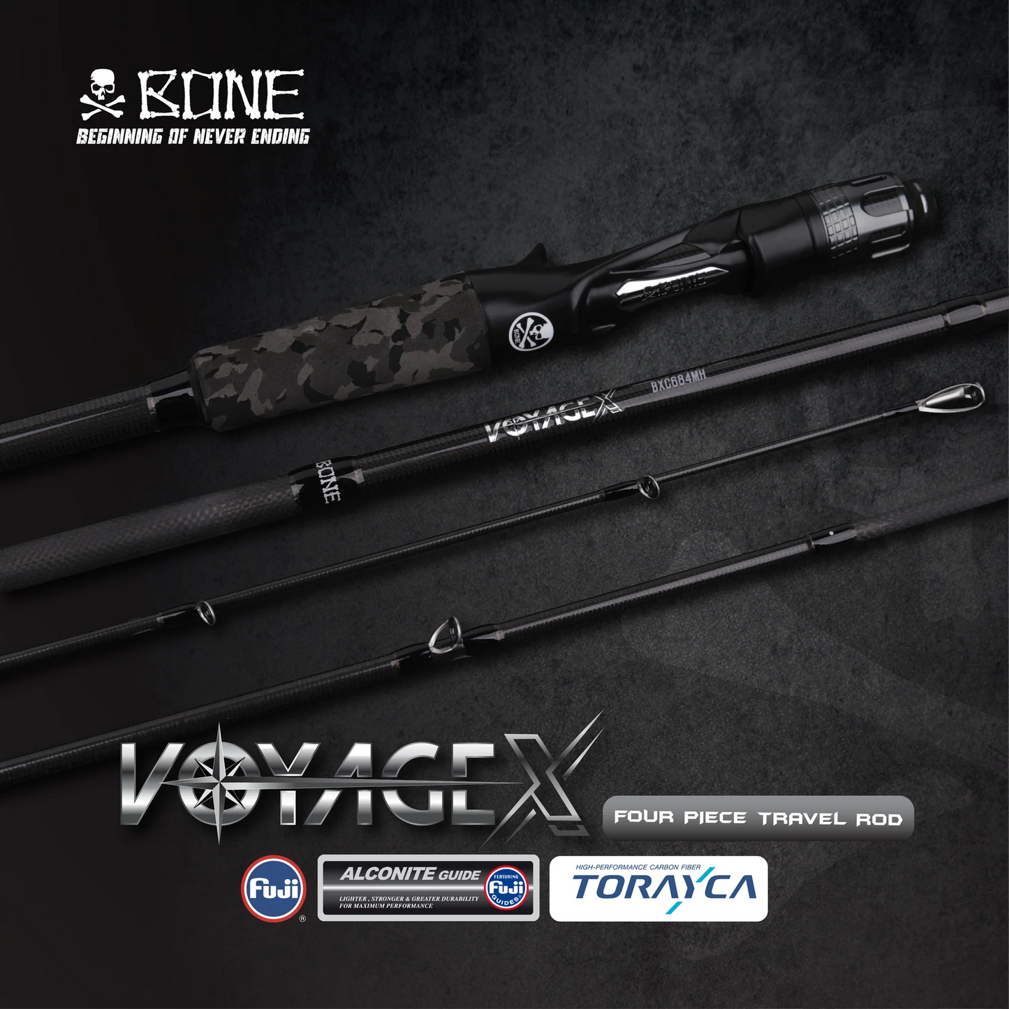 BONE TRAVEL ROD - VOYAGE-X - FOUR PIECE TRAVEL ROD
