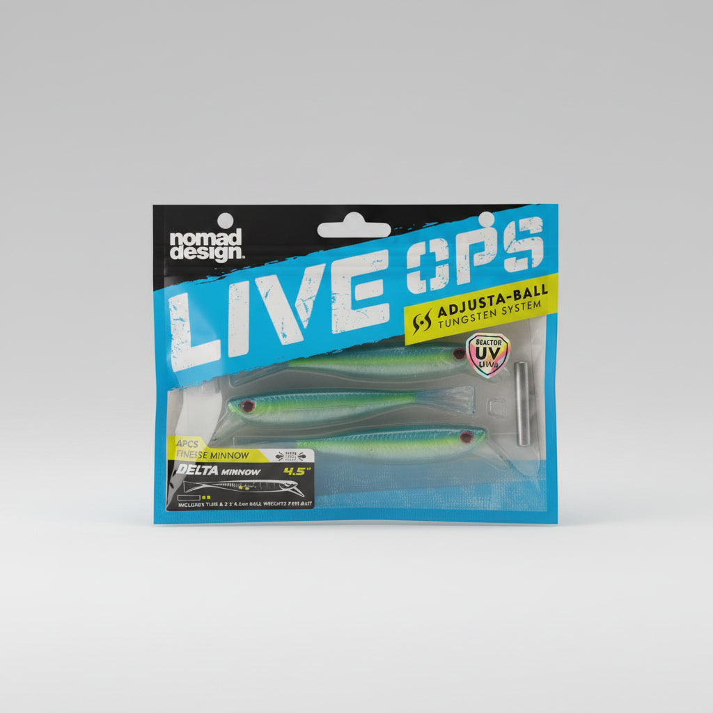 Nomad Design DELTA MINNOW 4.5" Jerkbait - Live Ops
